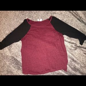 Burgundy colorblock 3/4 sleeve